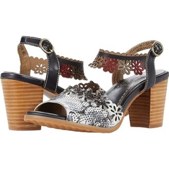 L'Artiste 41 Spring Steps Floradaciois black leather ankle strap sandals 9.5 10 - Picture 1 of 8